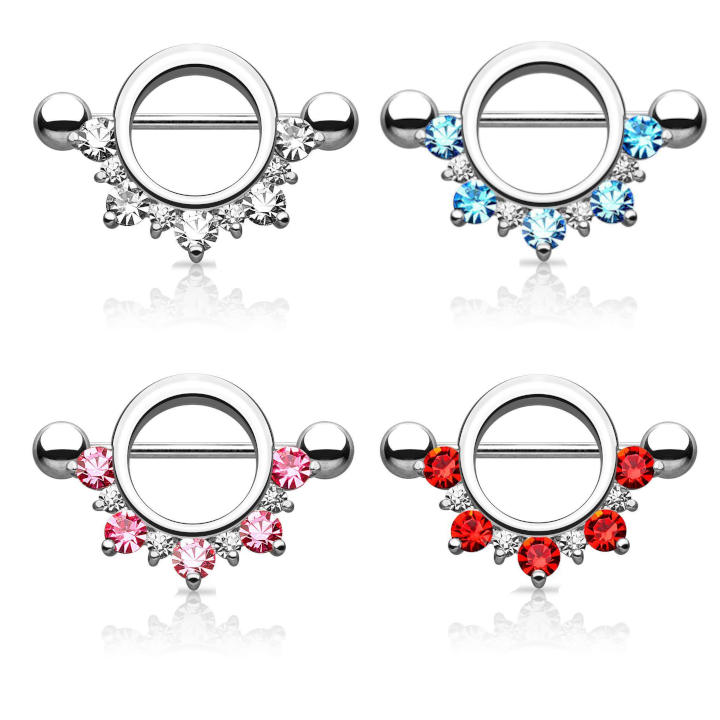 Alternating Crystal Edge Nipple Shield 14g