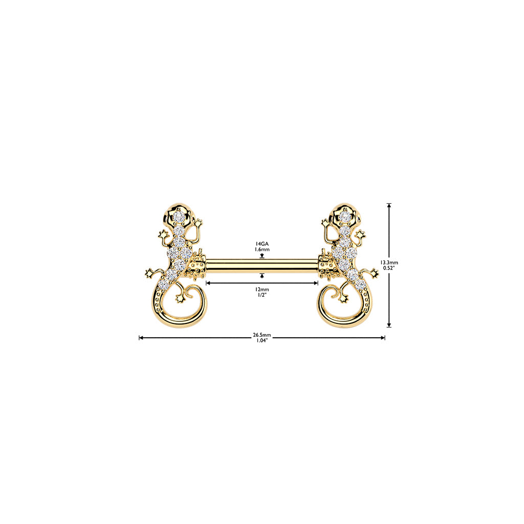 Gecko Nipple Barbell 14g