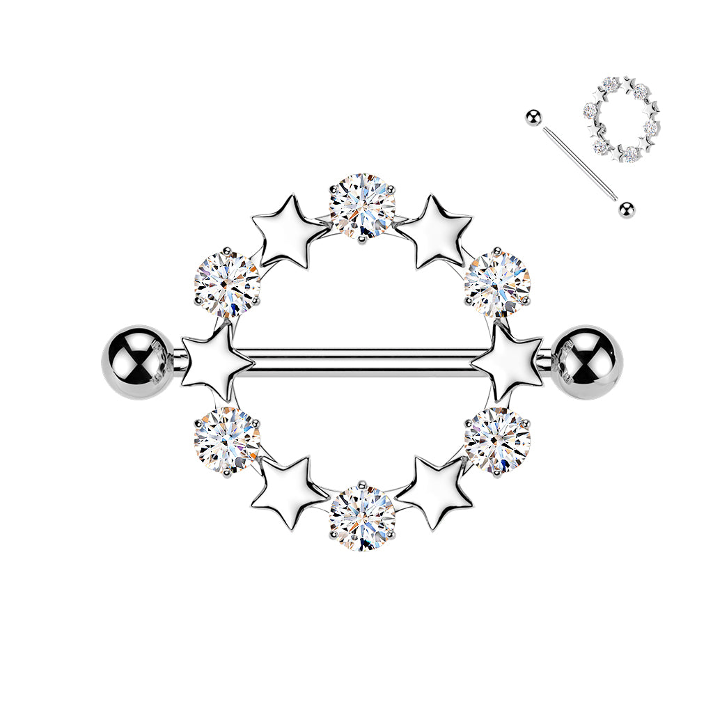 Star Crystal Nipple Shield 14g