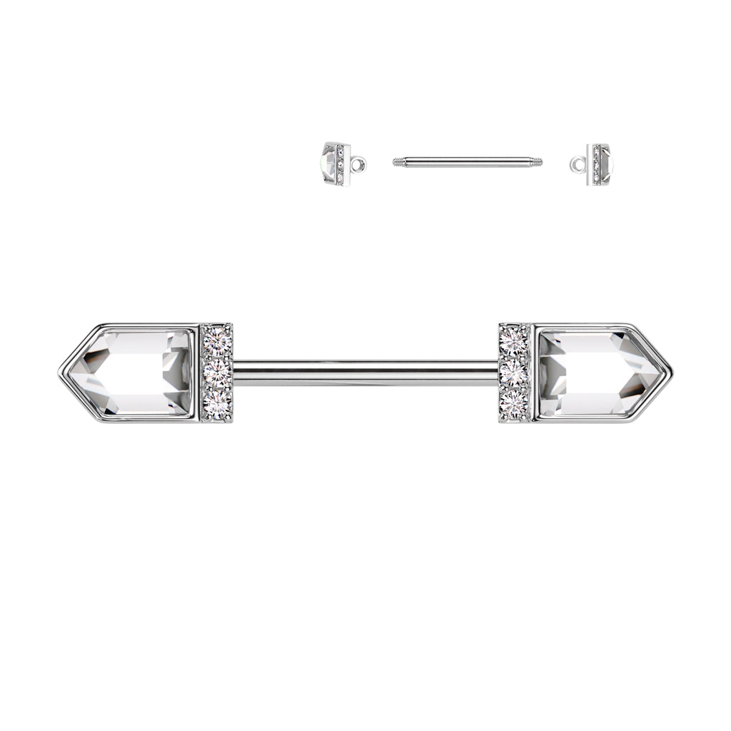 Arrows Crystal Nipple Barbell 14g