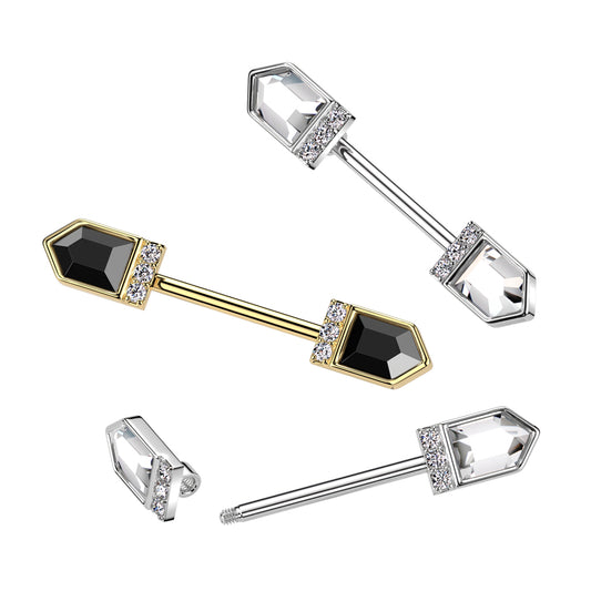 Arrows Crystal Nipple Barbell 14g