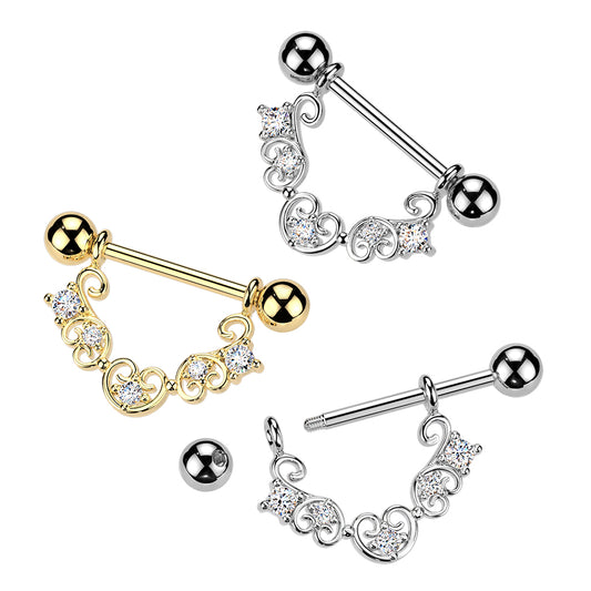 Crystal Trine Nipple Shield 14g