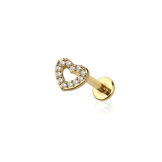 PREMIUM Crystal Heart Labret 16G