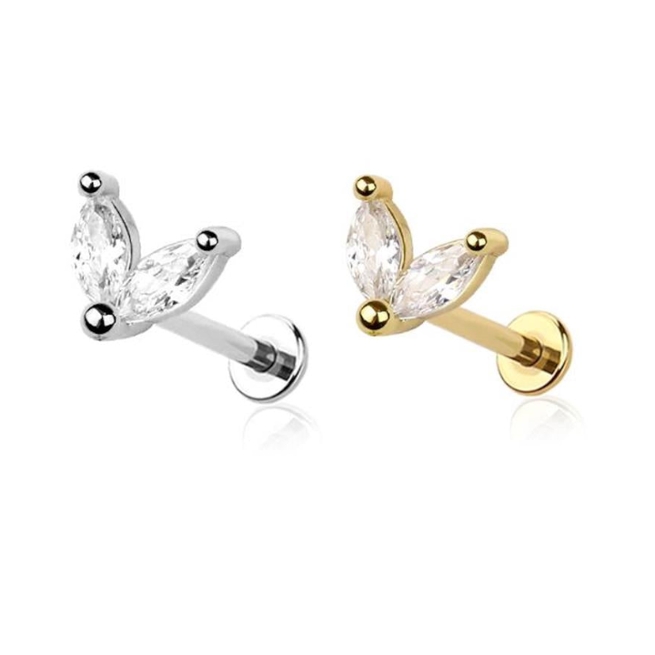 Claw-Set Marquise Crystal Wings Internally Threaded Flat Back 16g
