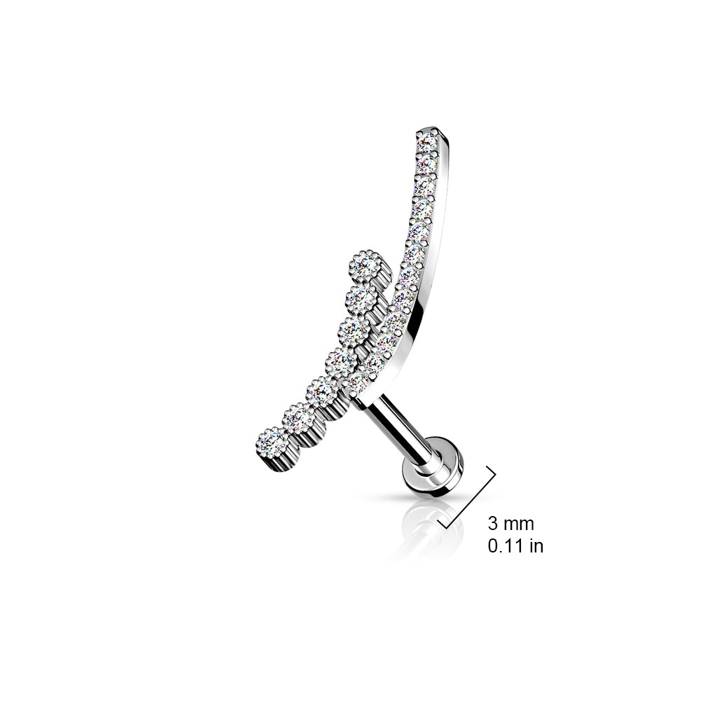 Pavé-Set Crystal Double Line Curve Flat Back 16g