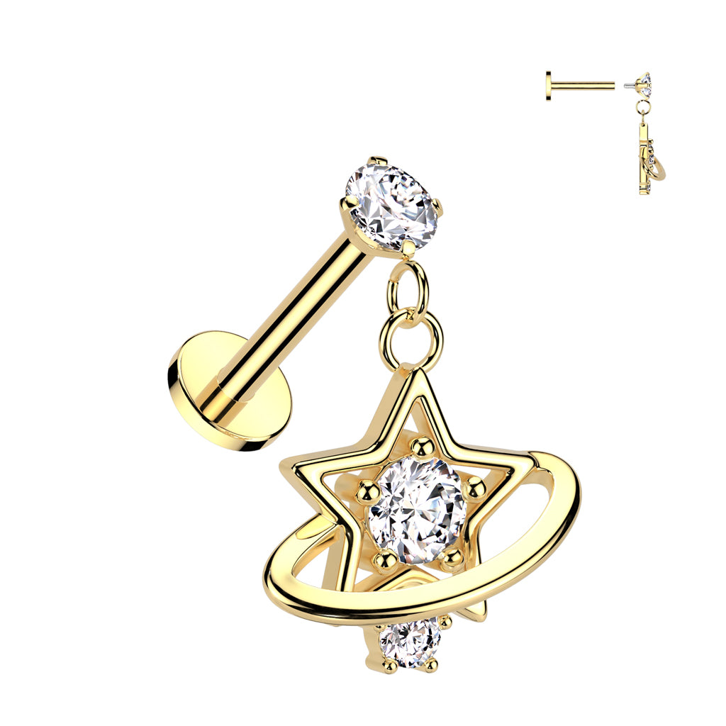 Claw-Set Stellar Halo Flat Back Dangle 16g