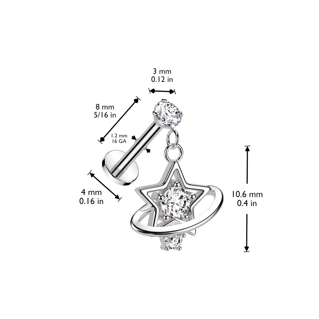 Claw-Set Stellar Halo Flat Back Dangle 16g