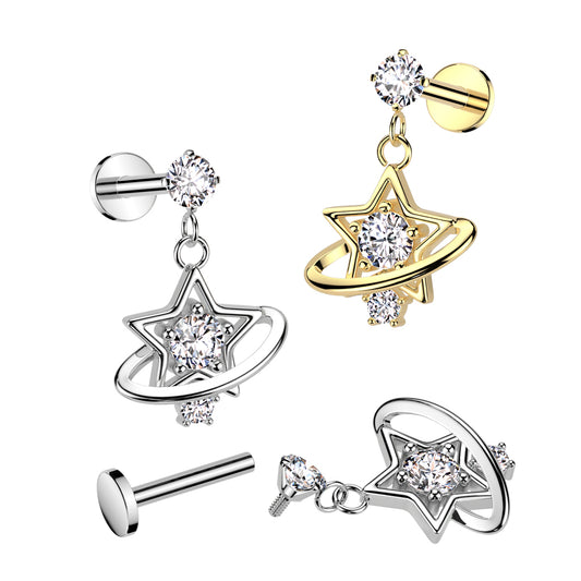 Claw-Set Stellar Halo Flat Back Dangle 16g