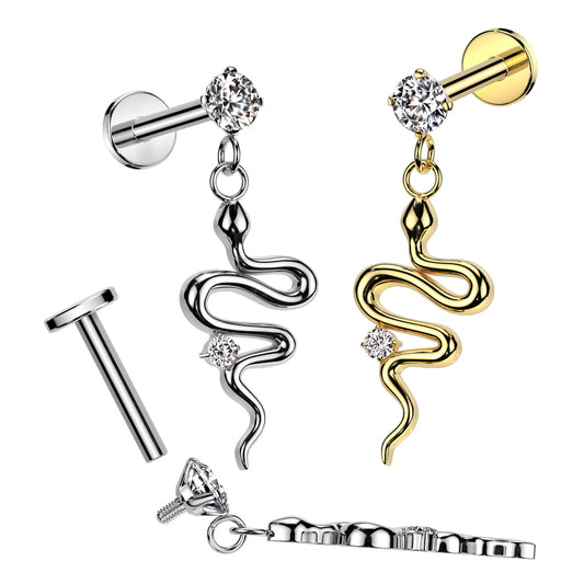 PREMIUM Claw-Set Crystal Snake Dangle Flat Back 16g