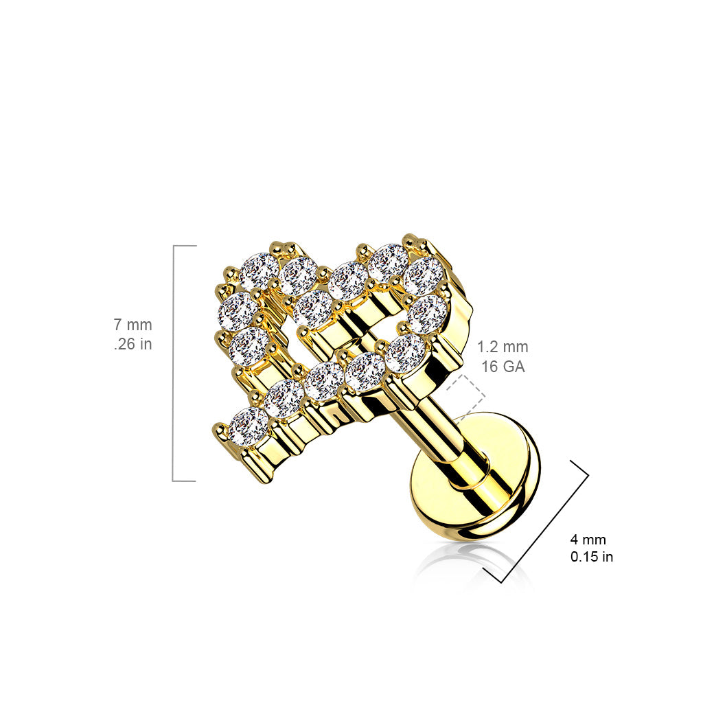 Channel-set Heart Flat Back 16g
