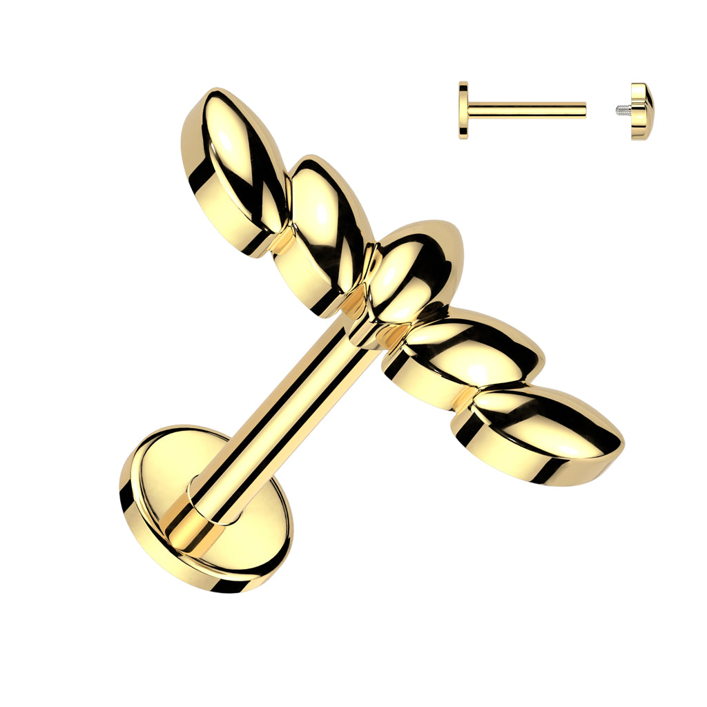 Polished Metal Leaf Branch Flat Back 16g