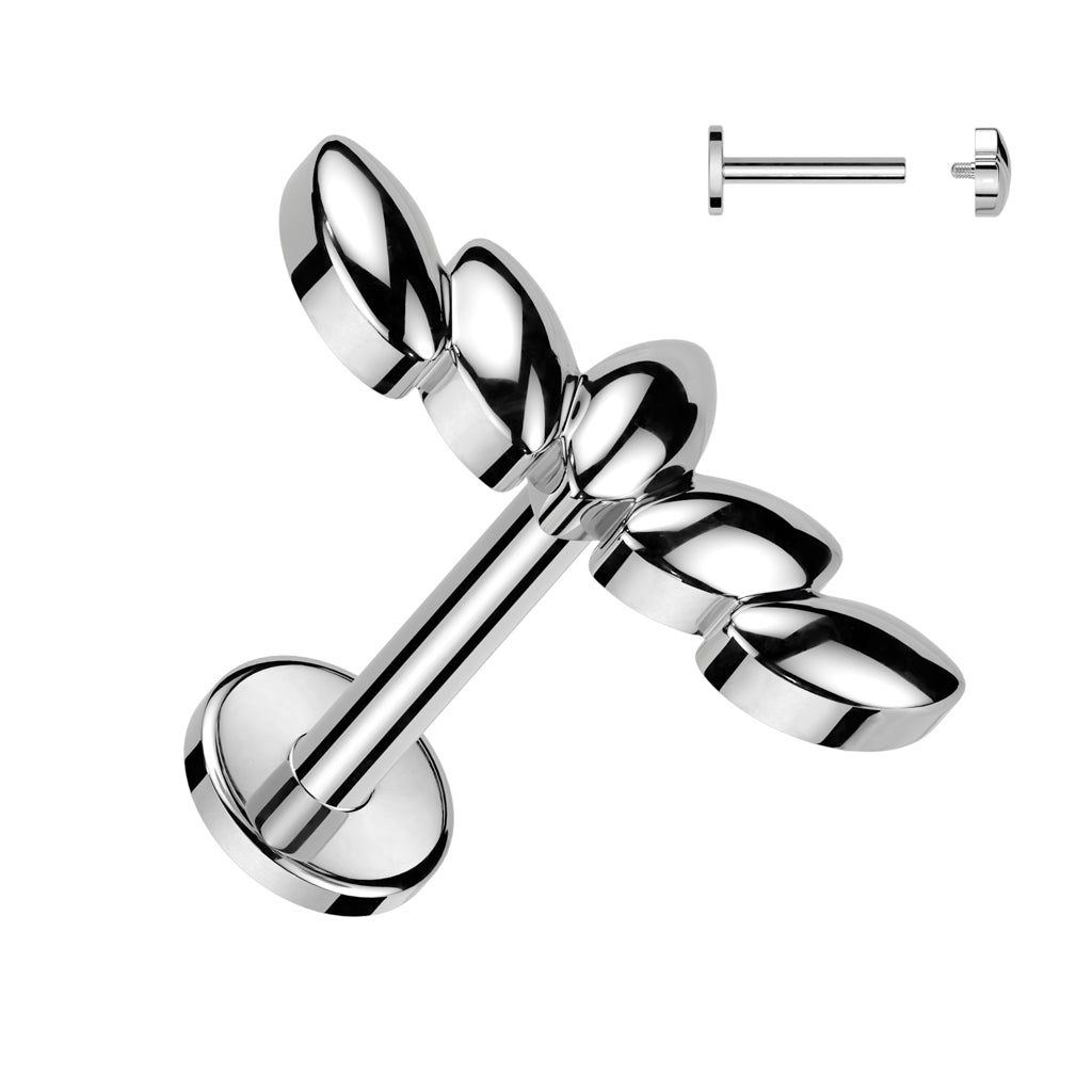 Polished Metal Leaf Branch Flat Back 16g