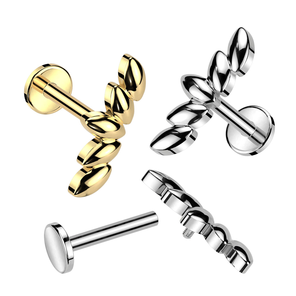 Polished Metal Leaf Branch Flat Back 16g