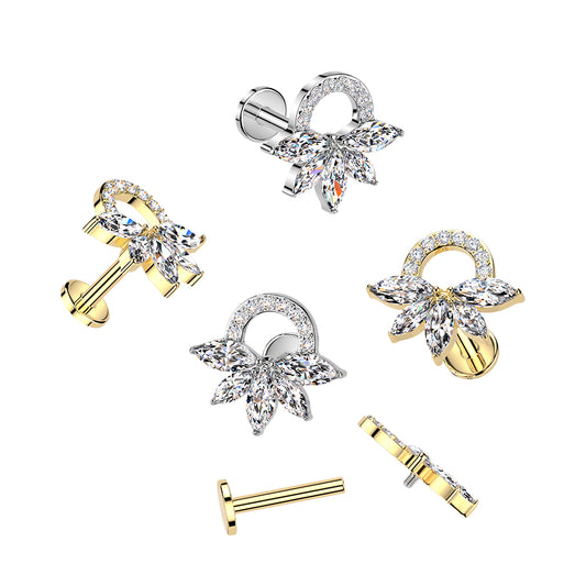 Marquise Lotus Claw-Set Flat Back 16g