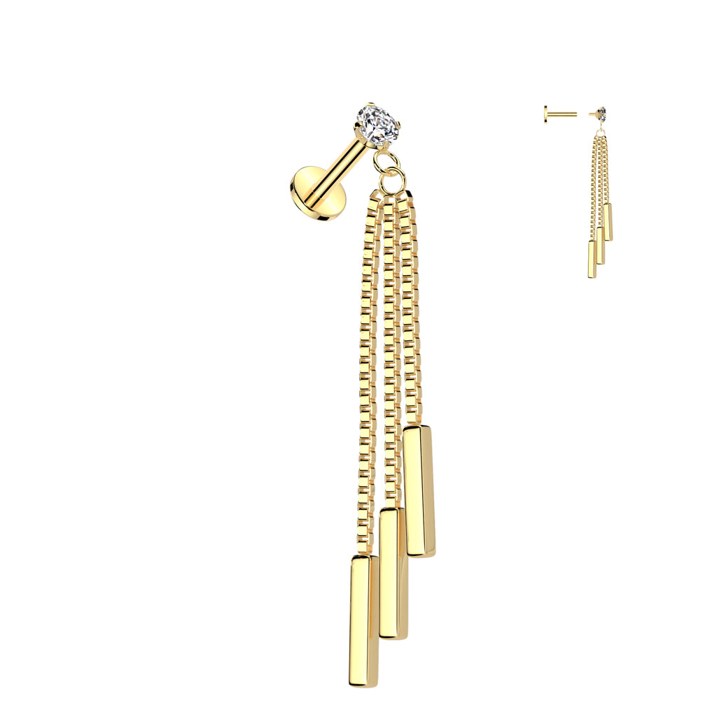 Premium Claw-Set Crystal Triple Box Chain & Bar Flat Back 16g