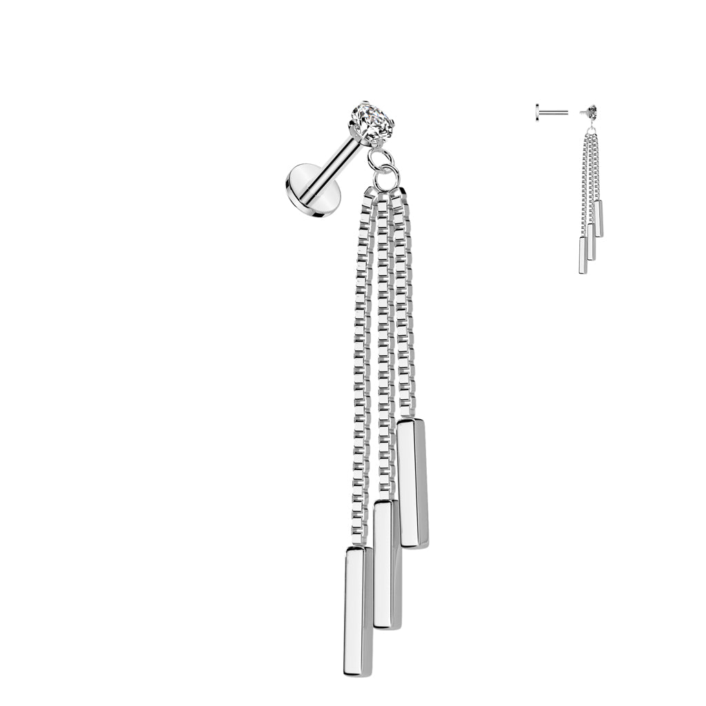 Premium Claw-Set Crystal Triple Box Chain & Bar Flat Back 16g