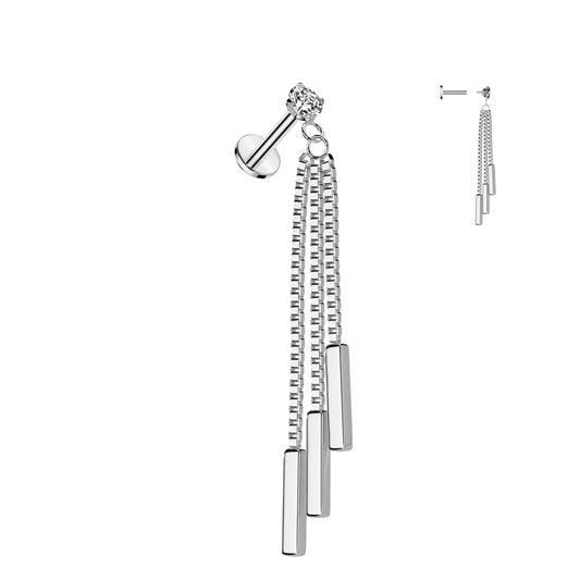 Premium Claw-Set Crystal Triple Box Chain & Bar Flat Back 16g