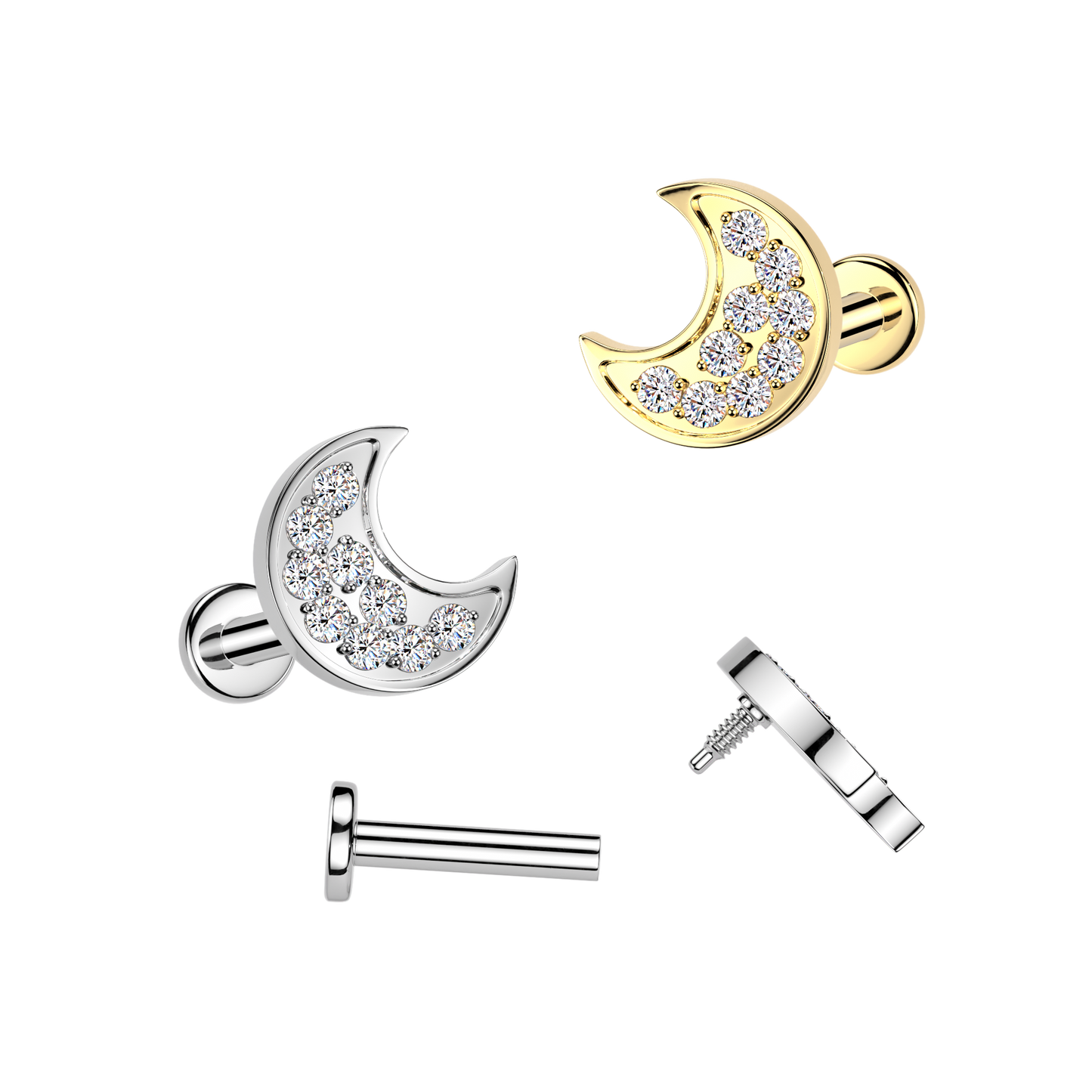 Crescent Moon Claw-Set Flat Back 16g