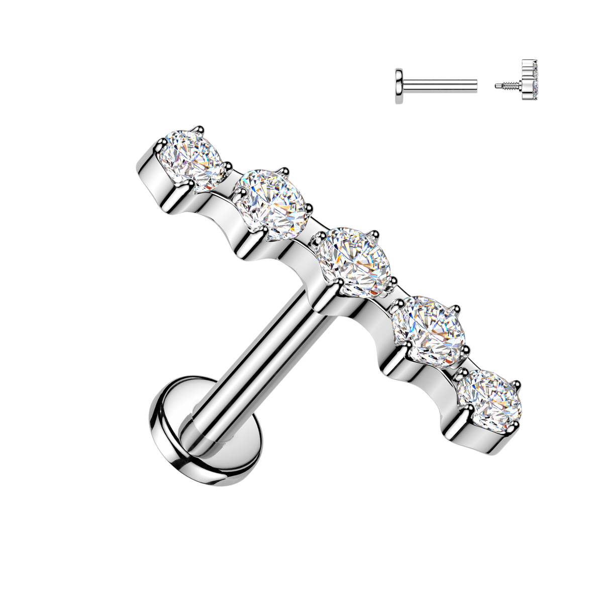 Crystal 5-Gem Claw-Set Flat Back 16g