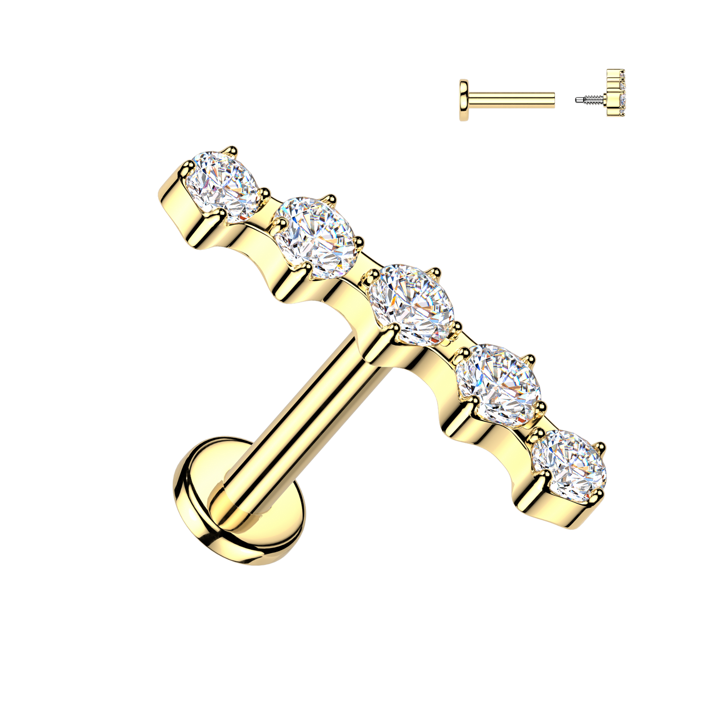Crystal 5-Gem Claw-Set Flat Back 16g