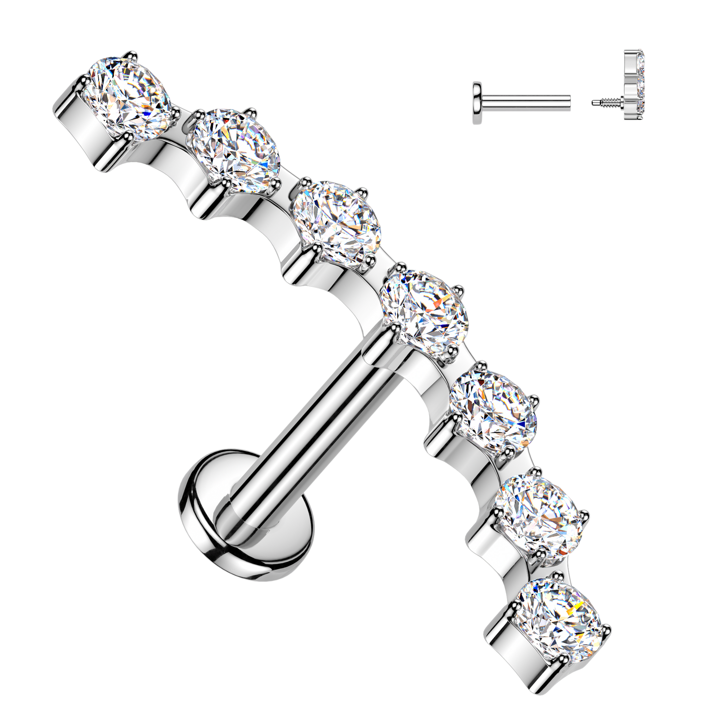 Crystal 7-Gem Claw-Set Flat Back 16g
