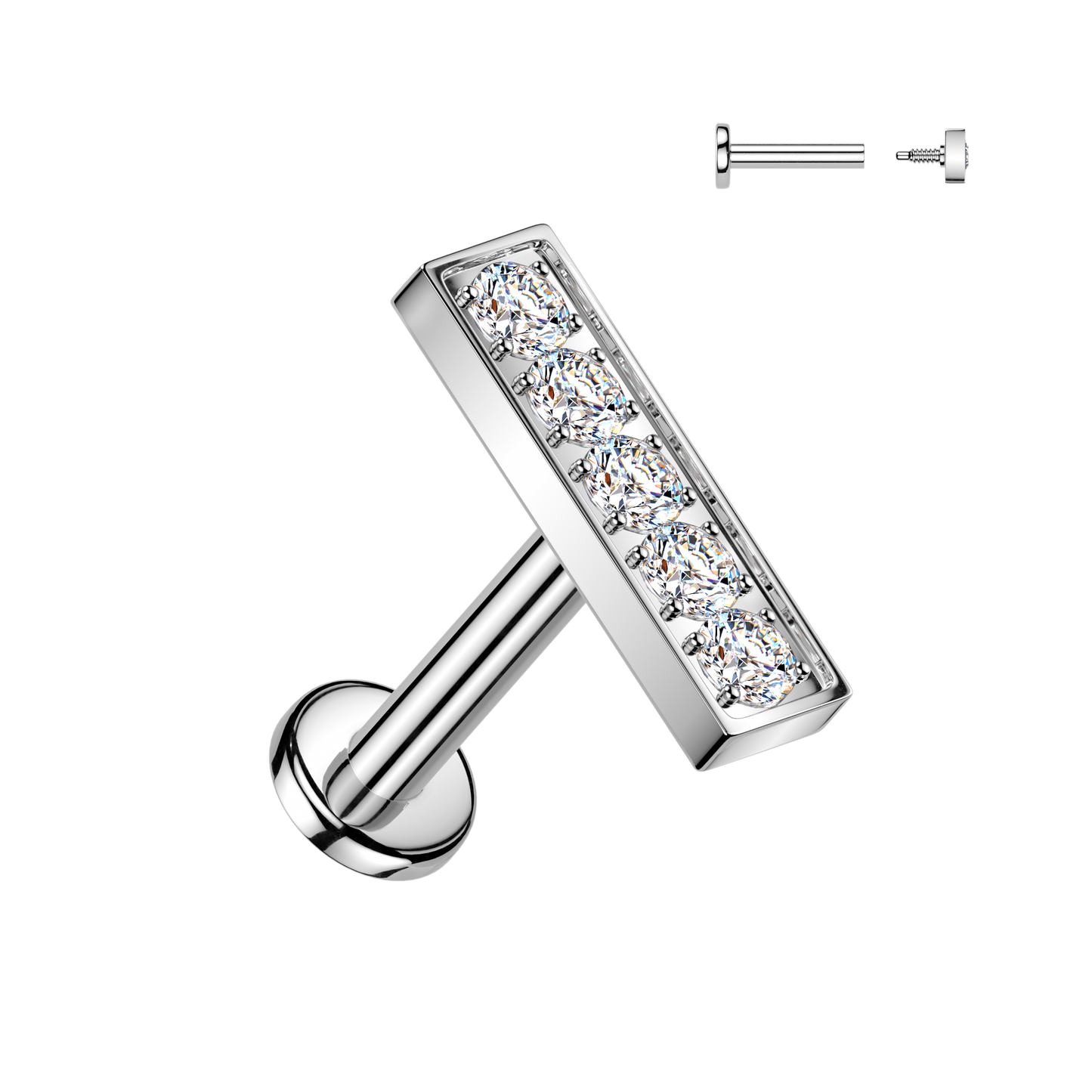Crystal Bar Claw-Set Flat Back 16g