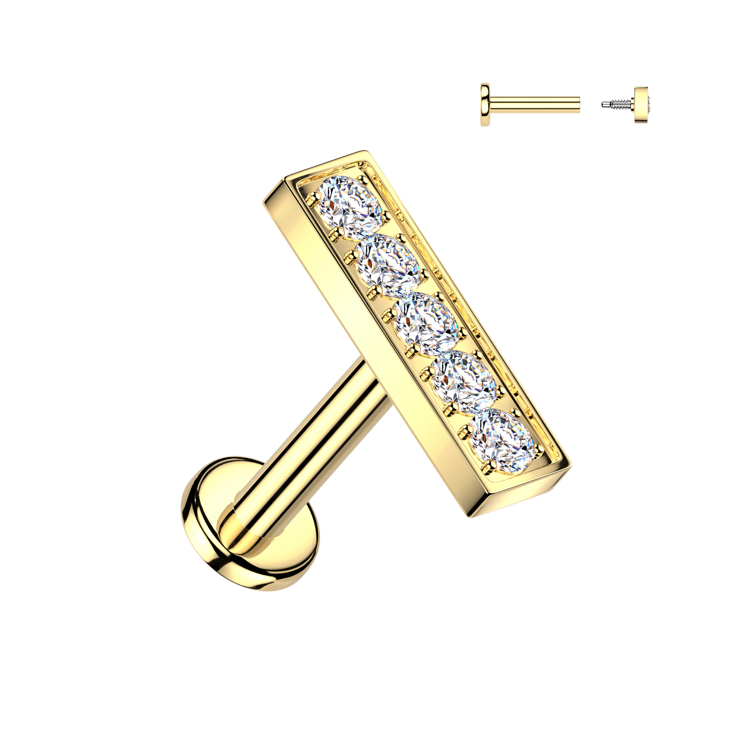 Crystal Bar Claw-Set Flat Back 16g