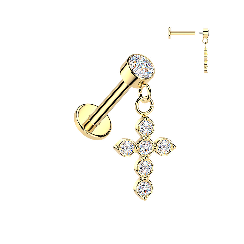Premium Celestial Cross Dangle Flat Back 16g