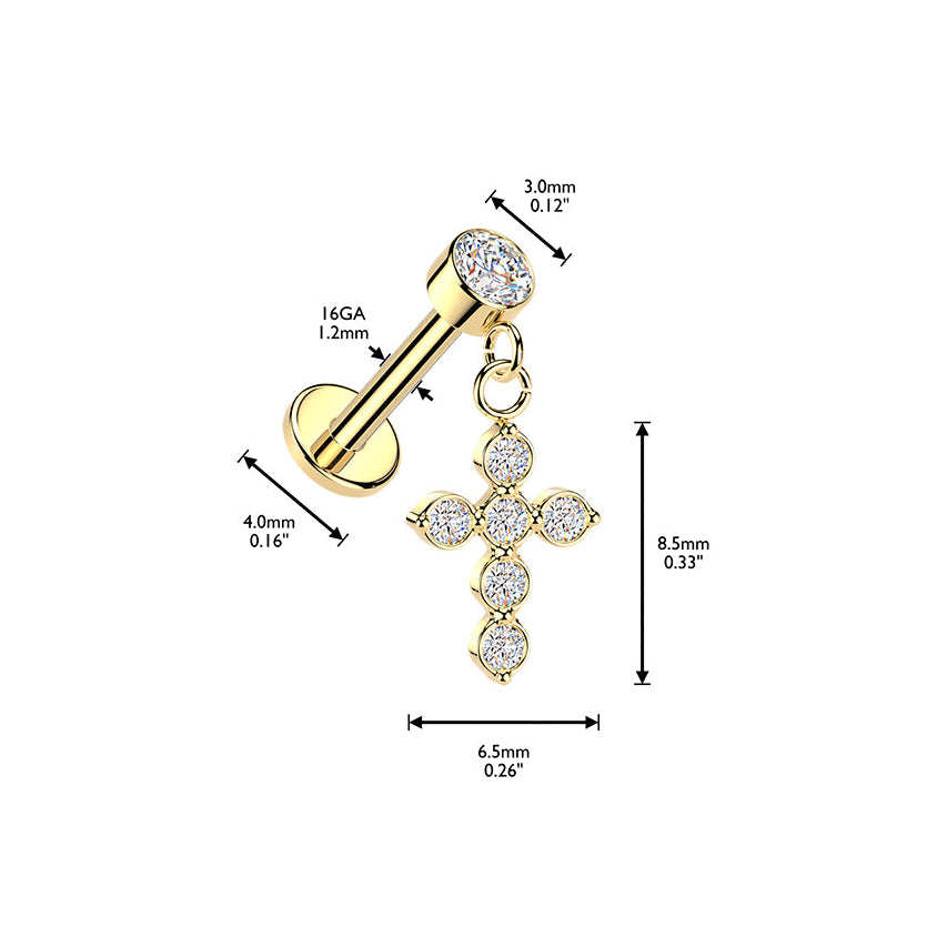 Premium Celestial Cross Dangle Flat Back 16g