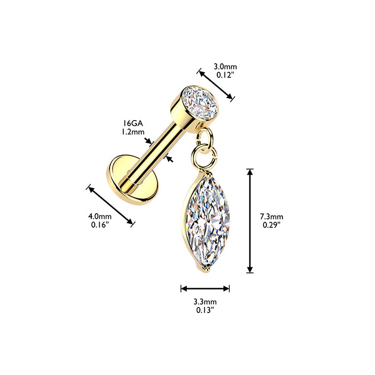Premium Marquise Dangle Flat Back 16g