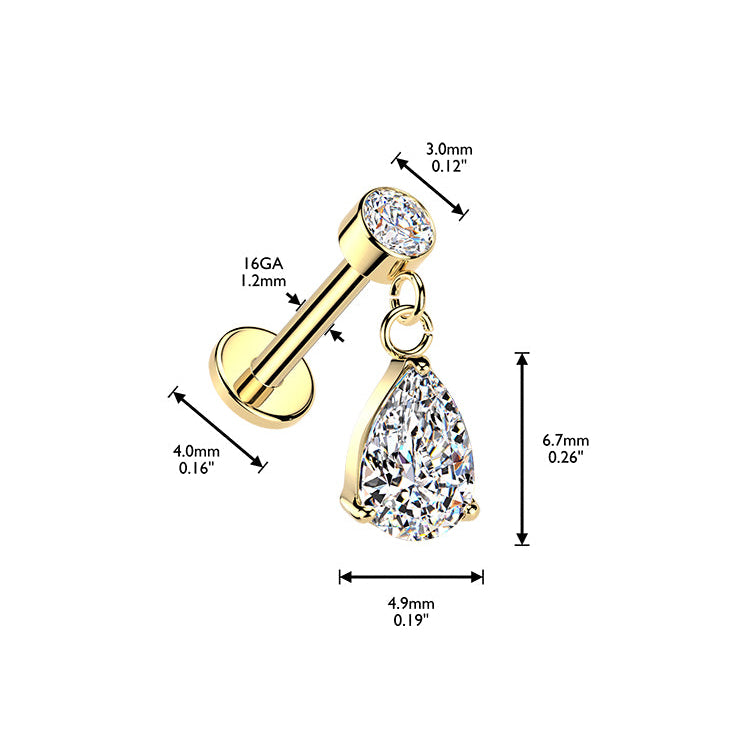 Premium Teardrop Treasure Dangle Flat Back 16g