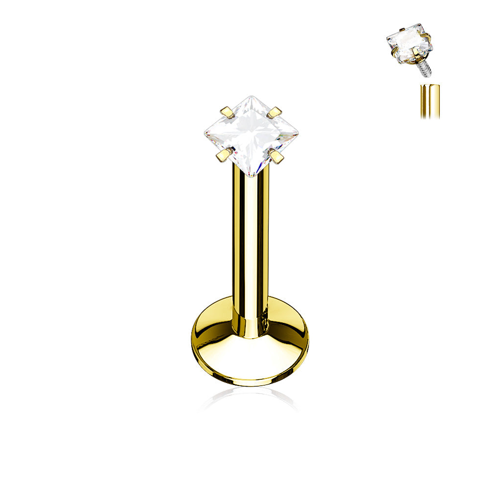 Premium Claw-Set Square Crystal Internally Threaded Flat Back 16g