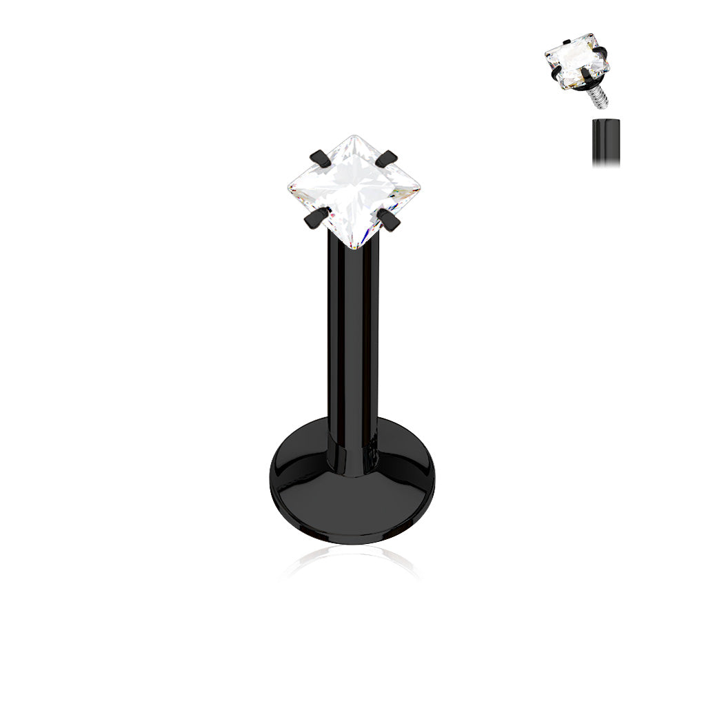Premium Claw-Set Square Crystal Internally Threaded Flat Back 16g