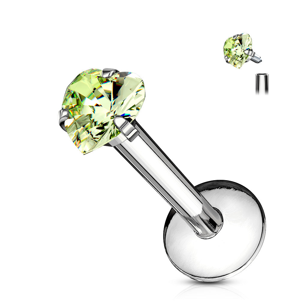 Premium Claw-Set Heart Flat Back 16g