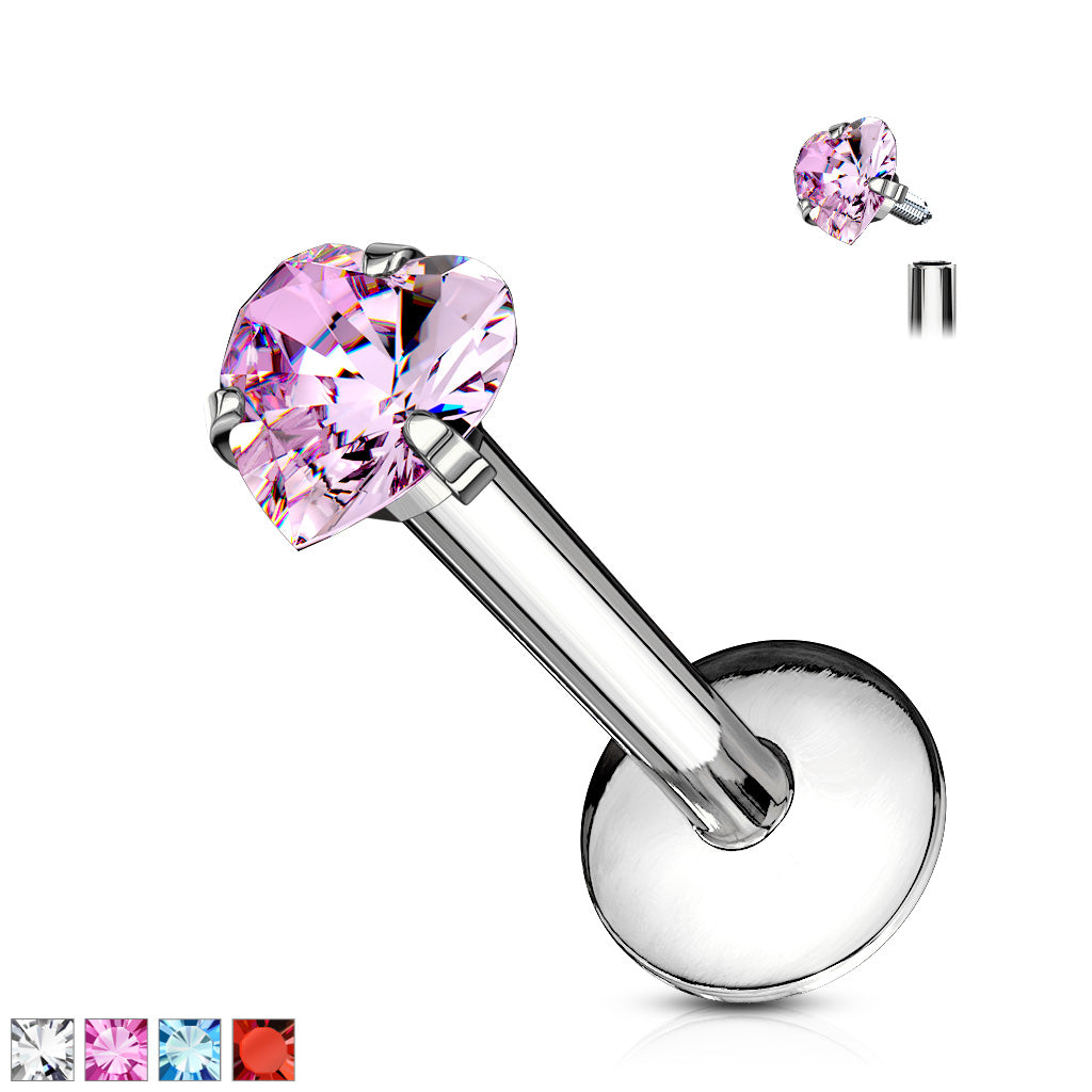 Premium Claw-Set Heart Flat Back 16g