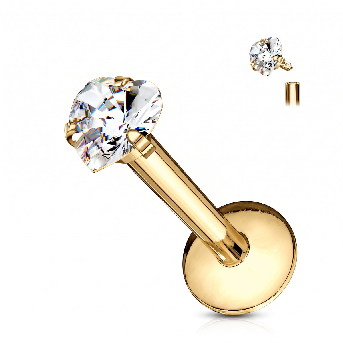 Premium Claw-Set Heart Flat Back 16g