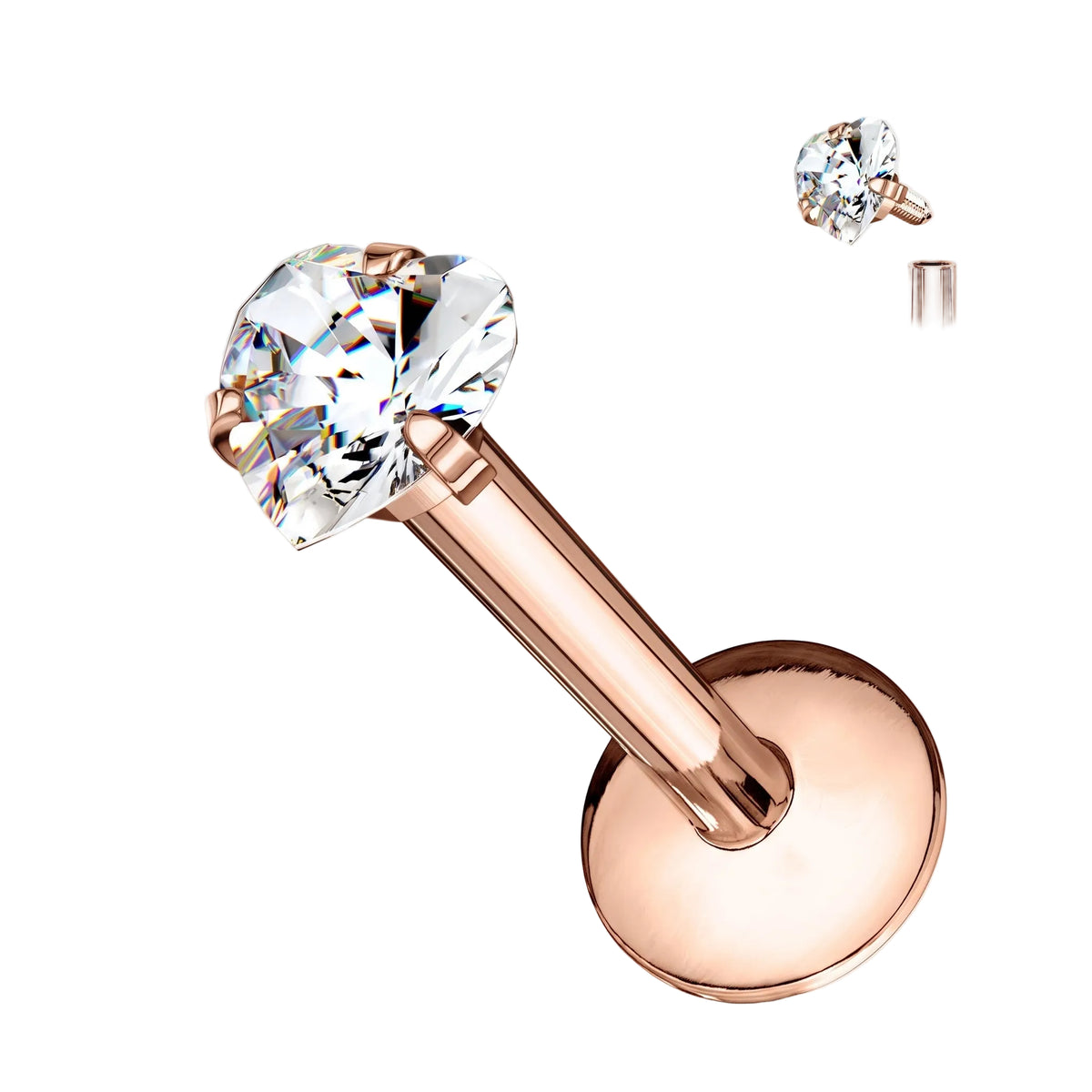 Premium Claw-Set Heart Flat Back 16g