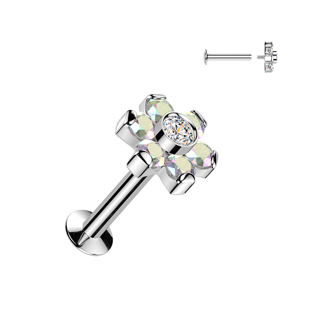 Premium Claw-Set Crystal Two-Tone Flower Flat Back 16g
