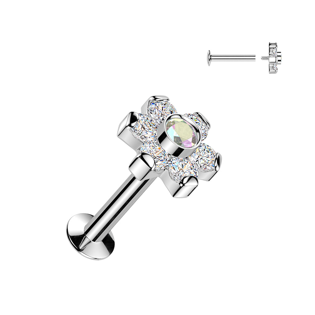 Premium Claw-Set Crystal Two-Tone Flower Flat Back 16g