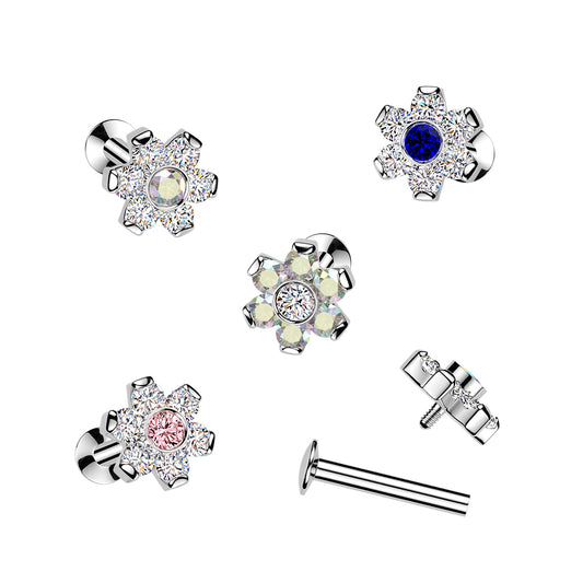 Premium Claw-Set Crystal Two-Tone Flower Flat Back 16g