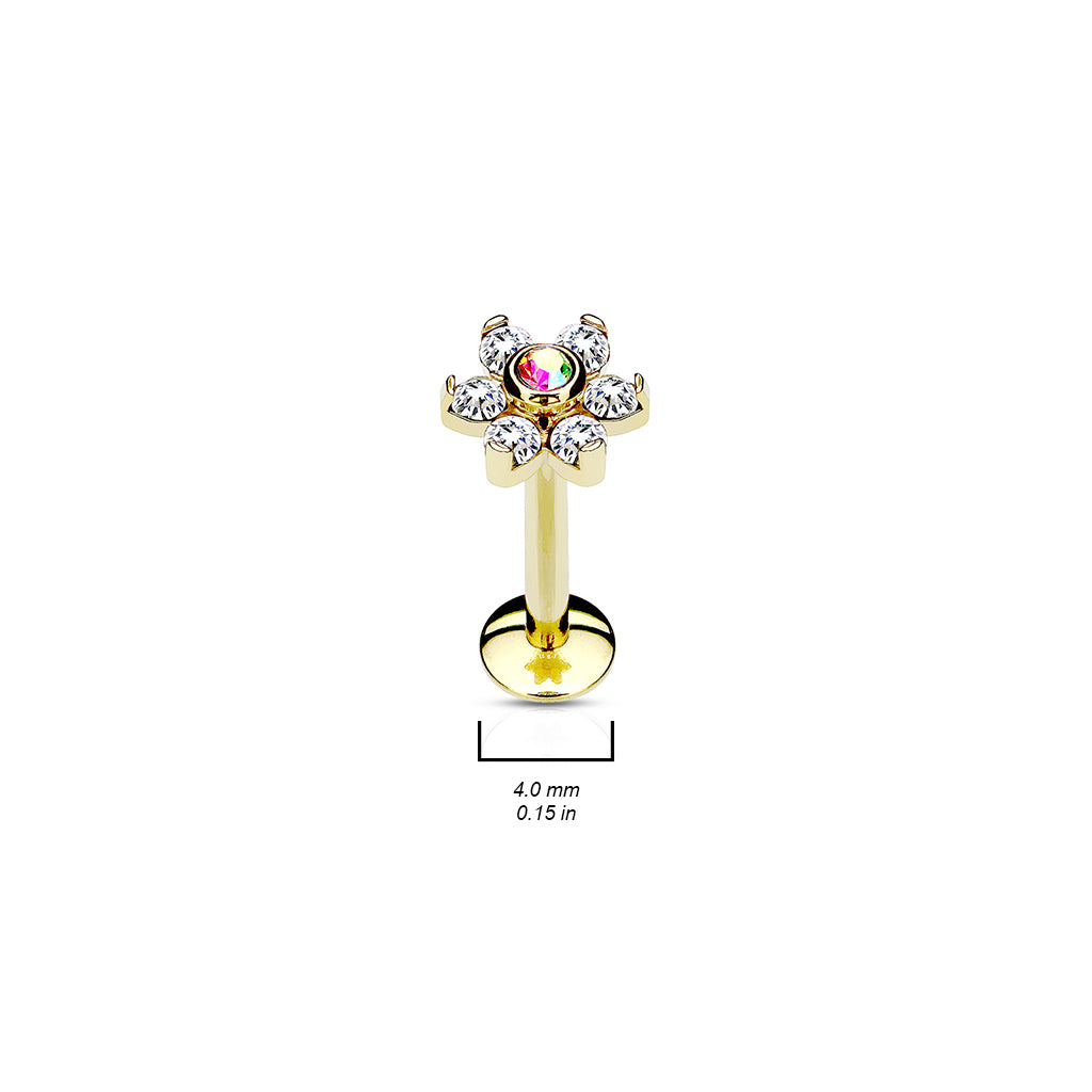 Premium PVD Claw-Set Crystal Two-Tone Flower Flat Back 16g