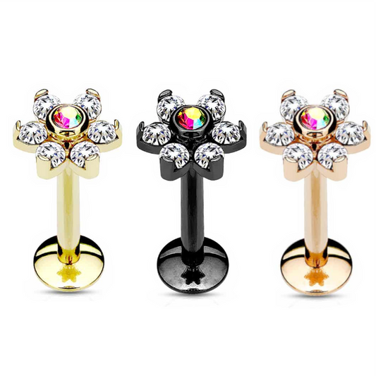 Premium PVD Claw-Set Crystal Two-Tone Flower Flat Back 16g