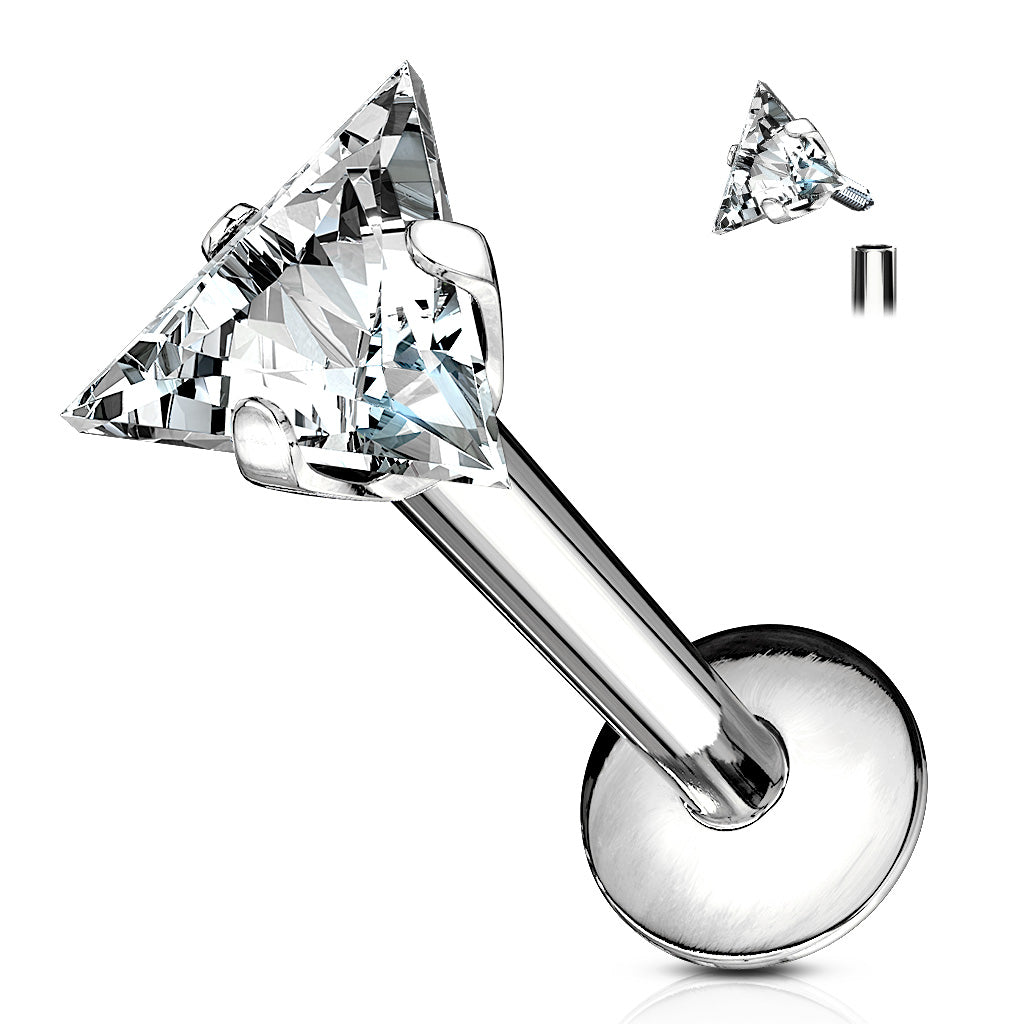 Premium Surgical Steel Claw-Set Triangle Crystal Flat Back 16g
