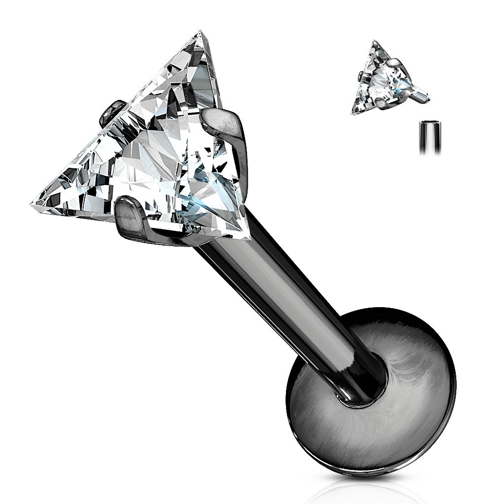 Premium Surgical Steel Claw-Set Triangle Crystal Flat Back 16g