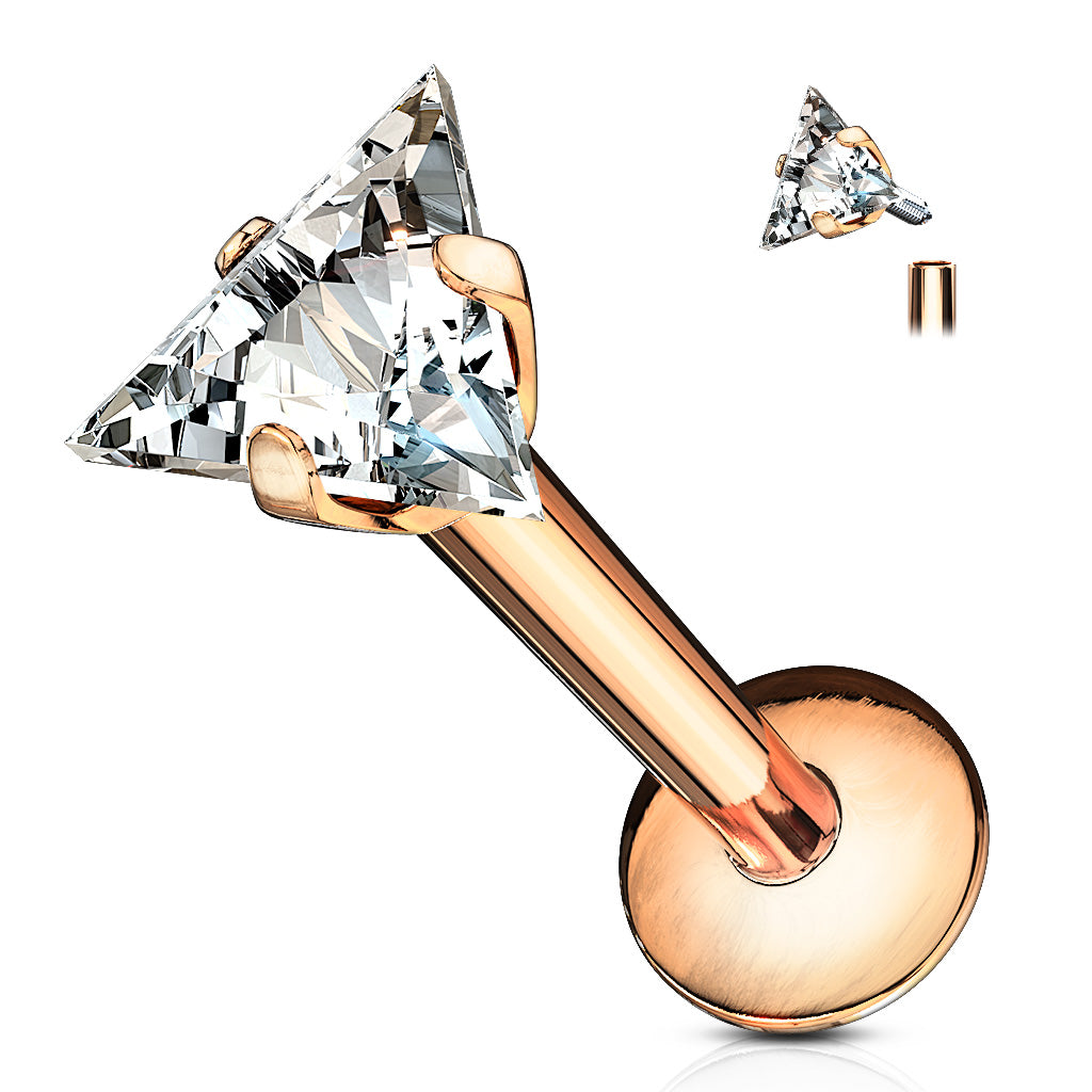Premium Surgical Steel Claw-Set Triangle Crystal Flat Back 16g