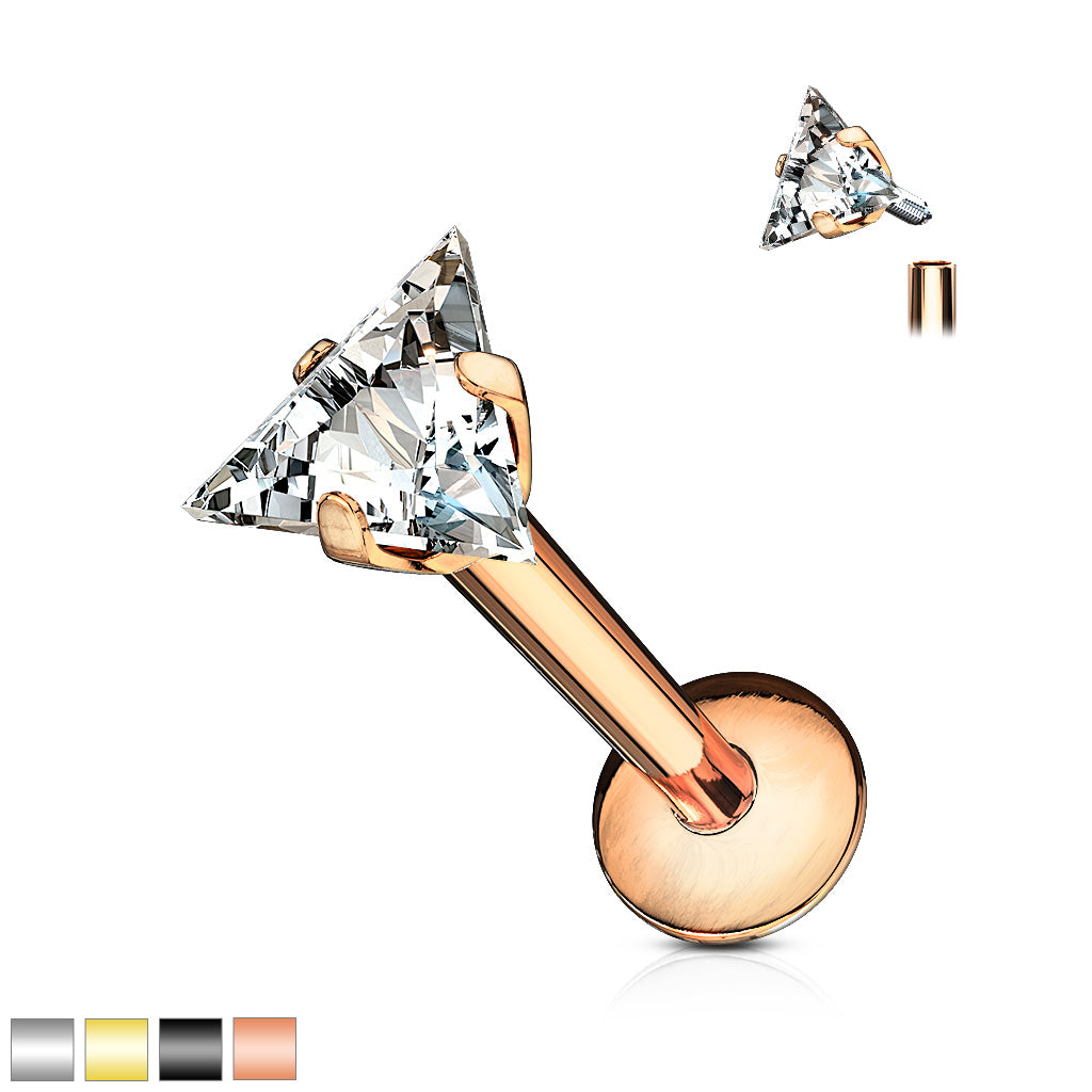 Premium Surgical Steel Claw-Set Triangle Crystal Flat Back 16g