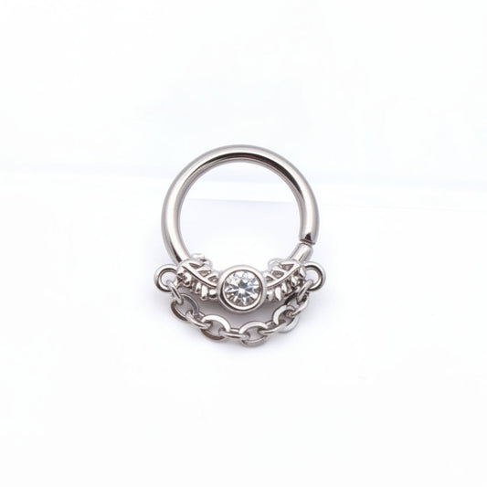 Leaves Bezel-Set Crystal + Chain Bendable Ring 16g