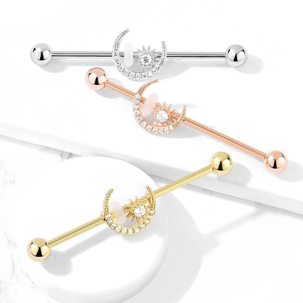 Moon + Star Industrial Barbell 14g (8)