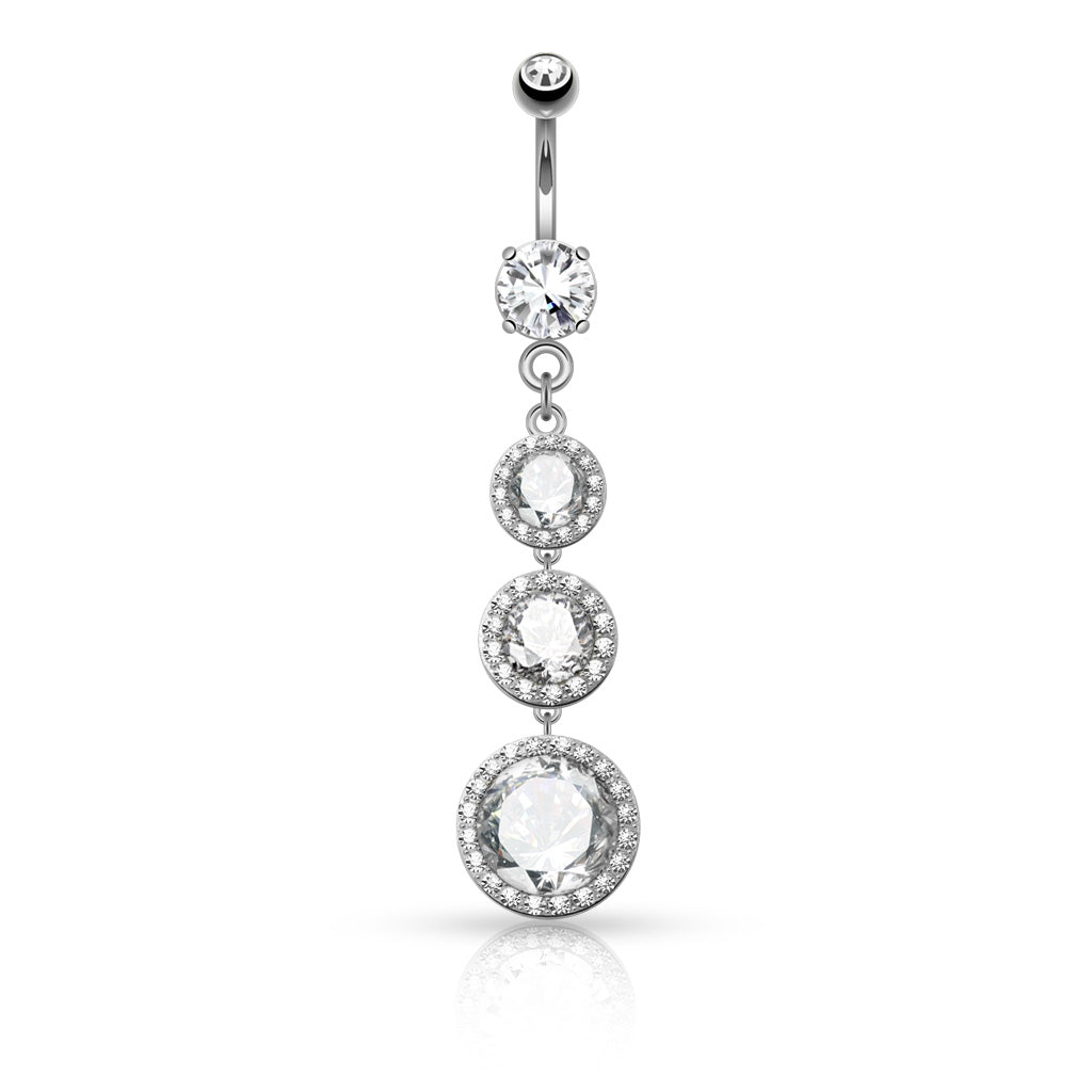 PREMIUM Tiered Crystal Navel Dangle 14g