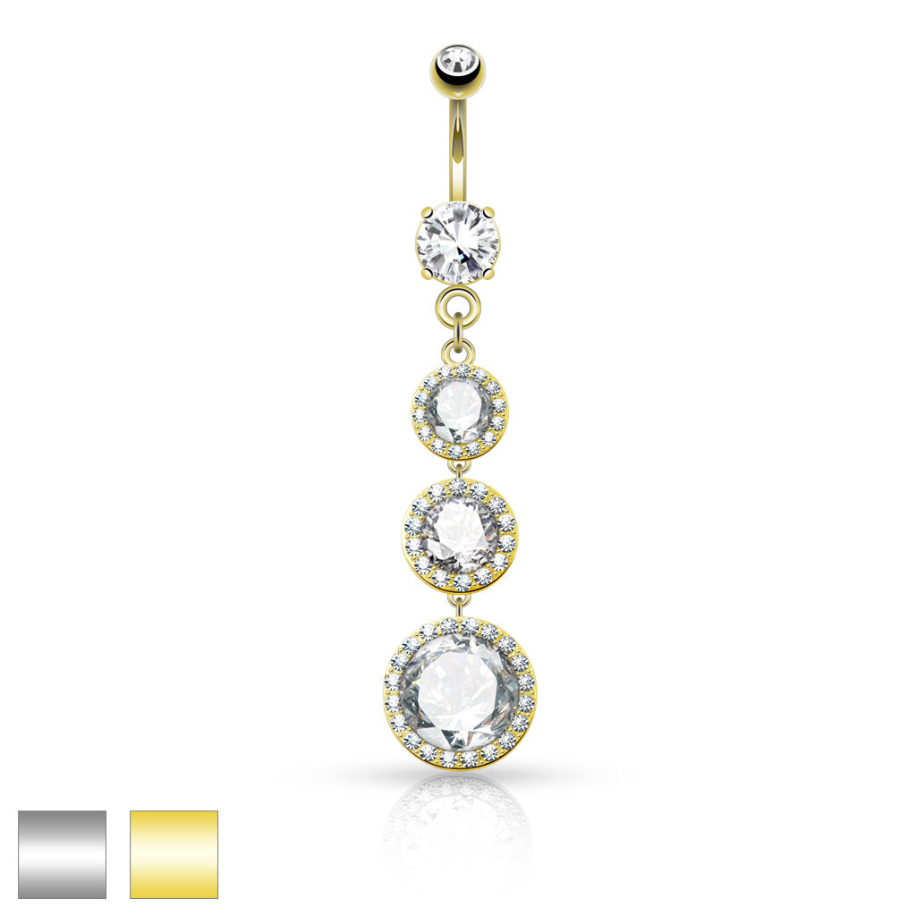 PREMIUM Tiered Crystal Navel Dangle 14g